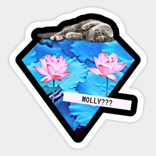 Katze Molly Lotus Diamant Techno Party Vaporwave Sticker
